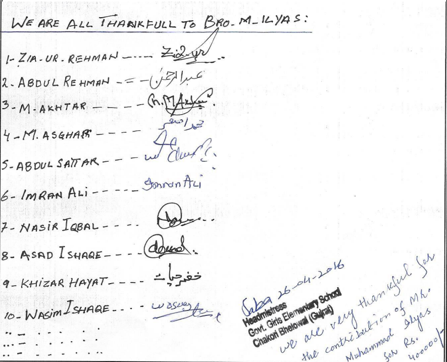 Signaturer fra skolen